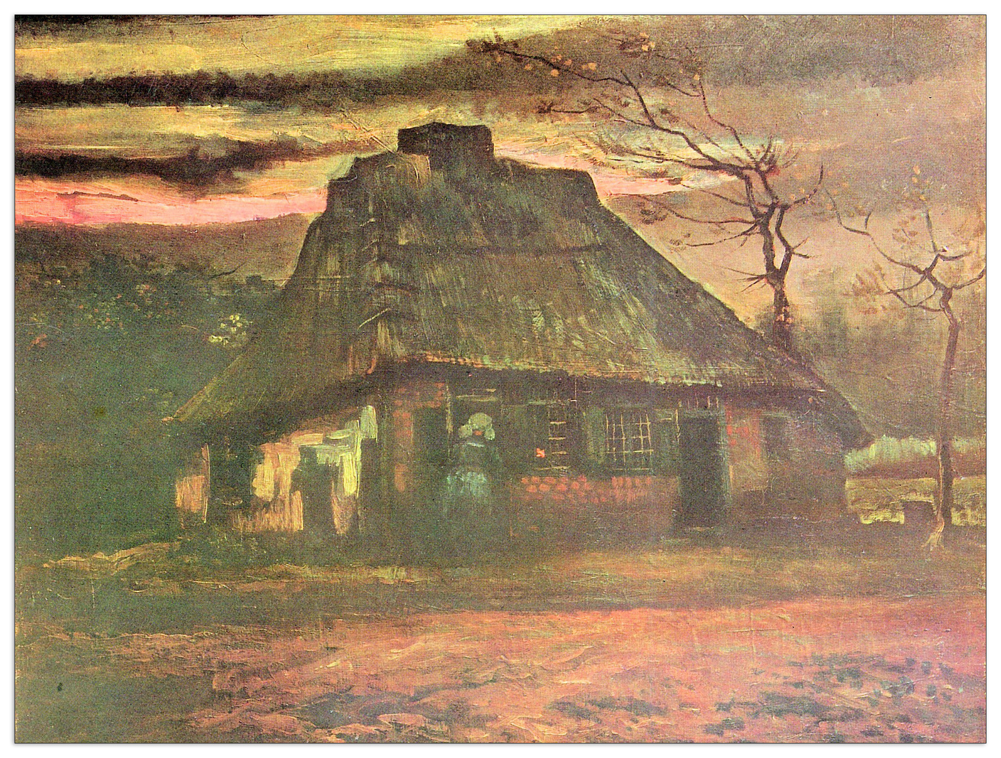 Pannello decorativo MDF - Straw hut at dusk  - Van Gogh Vincent 80X 60 CM