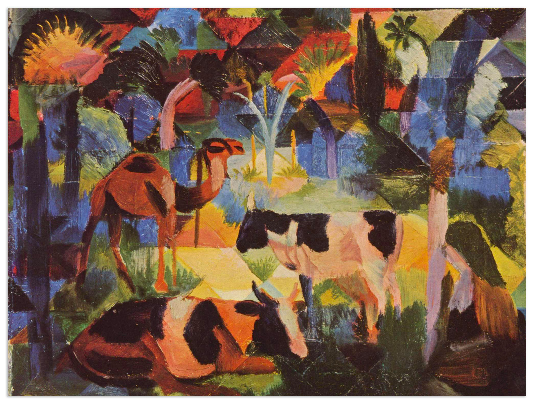Pannello MDF - Landscape with cows and camels  - Macke August 80X 60 CM