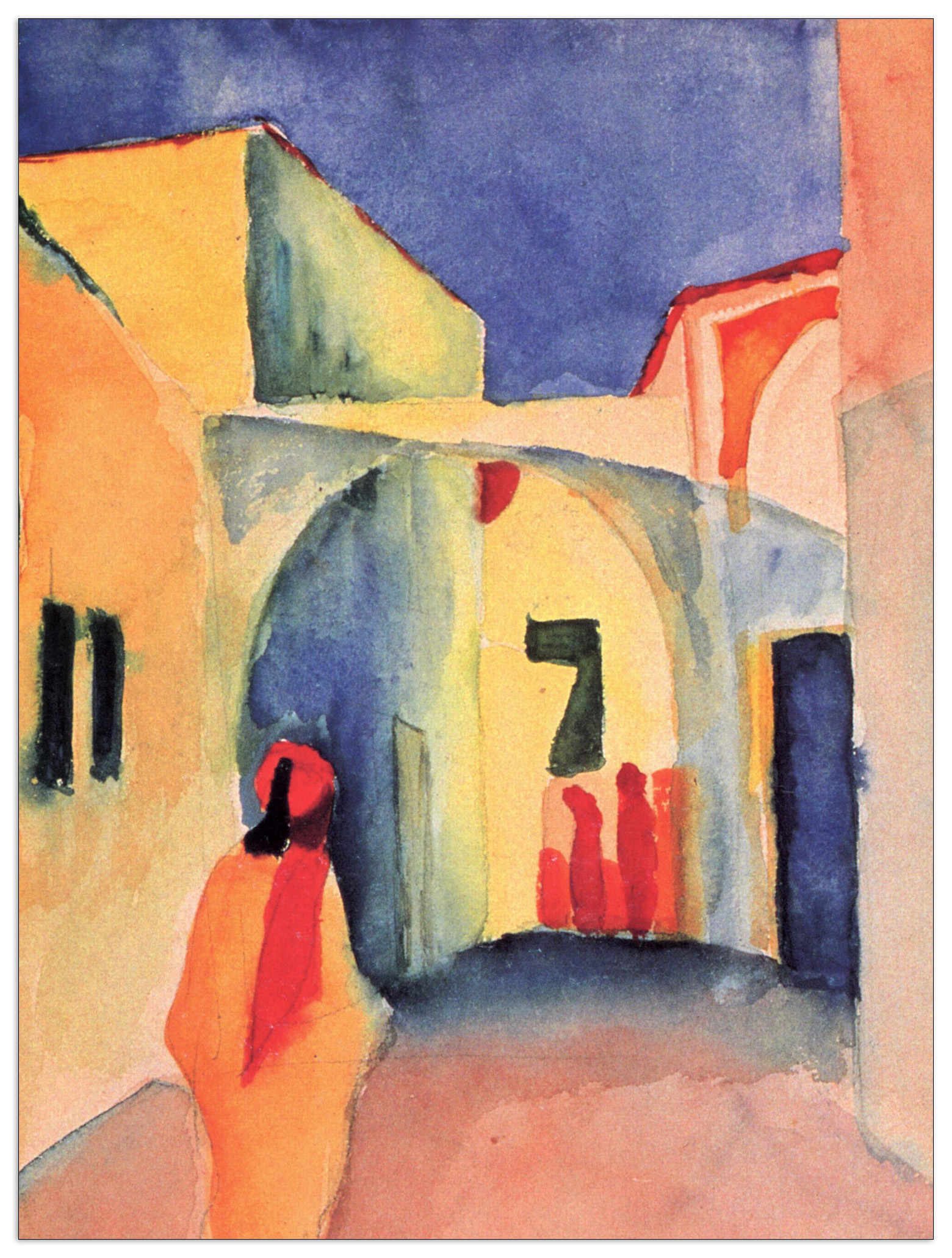 Pannello MDF-Look in a lane-Macke August Wallart - Stampa su Tavola - 60X 80 CM