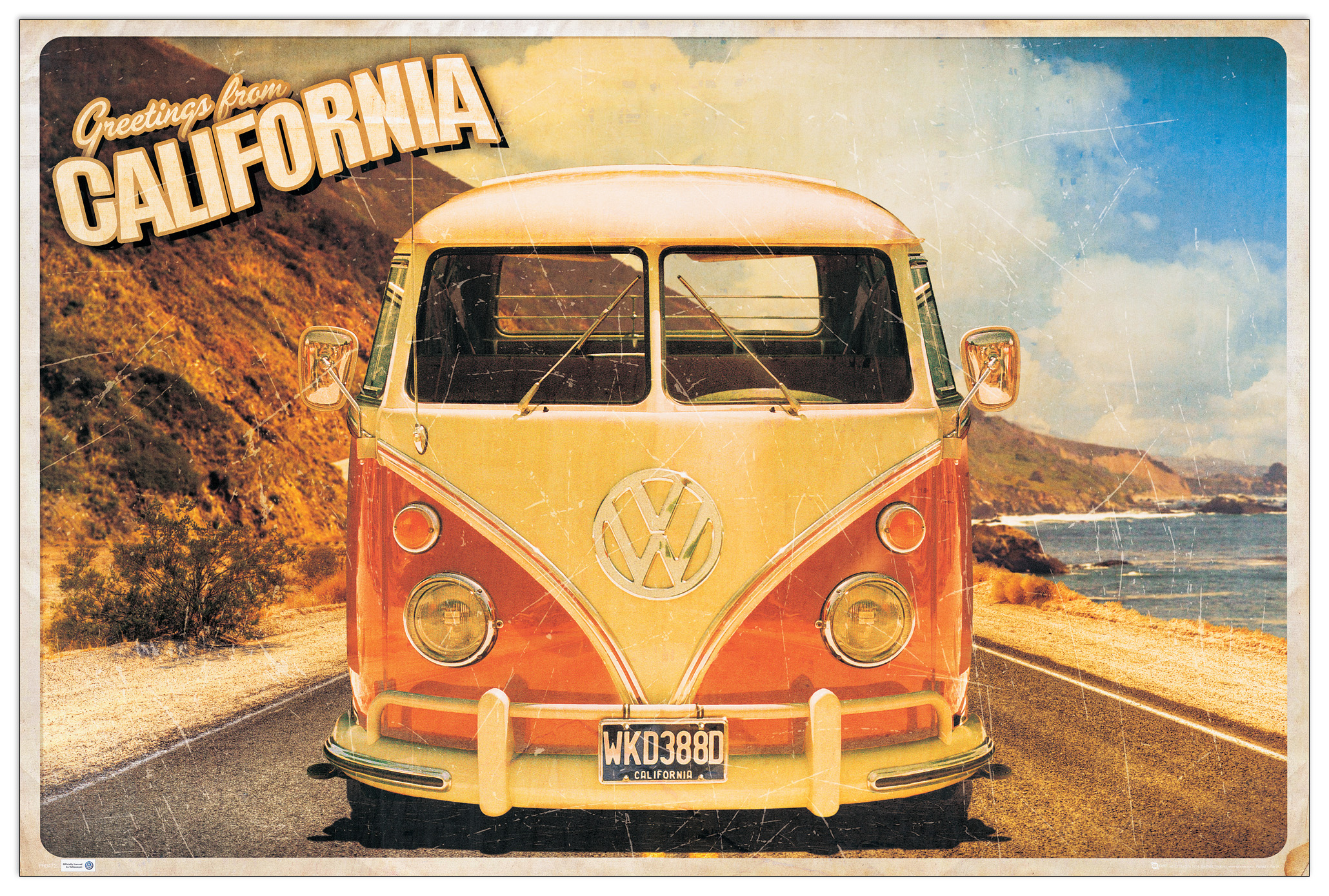 Pannello decorativo MDF - Greetings from California VW Camper van -