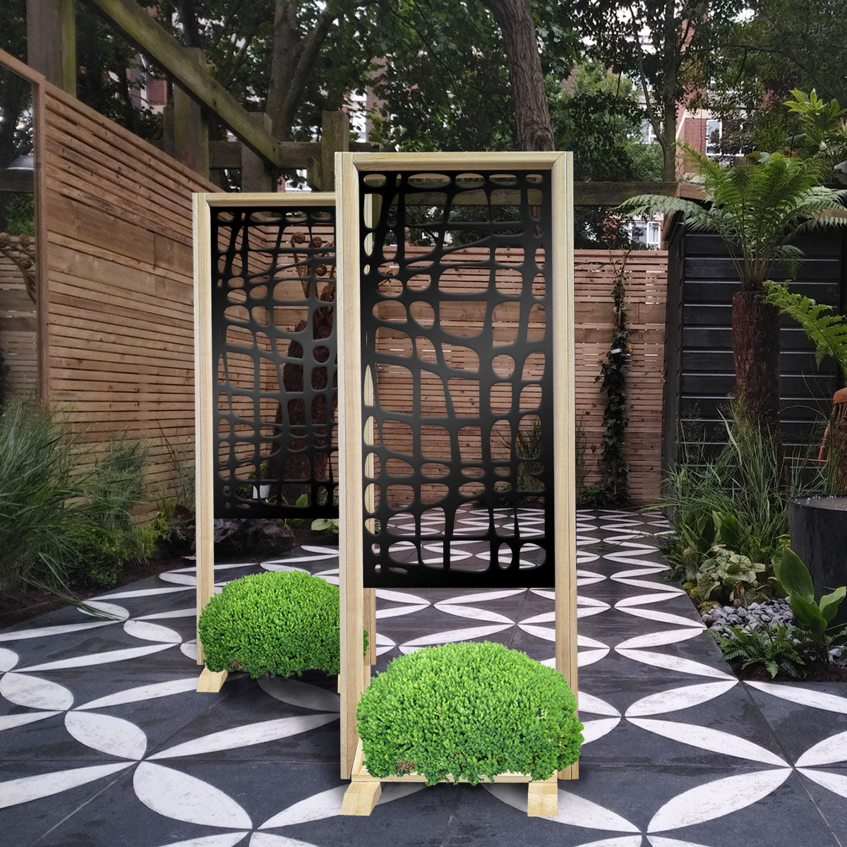 Image of ABSTRACT - Separè - Paravento modulabile - 70x190cm - in Legno e PVC Colore: nero