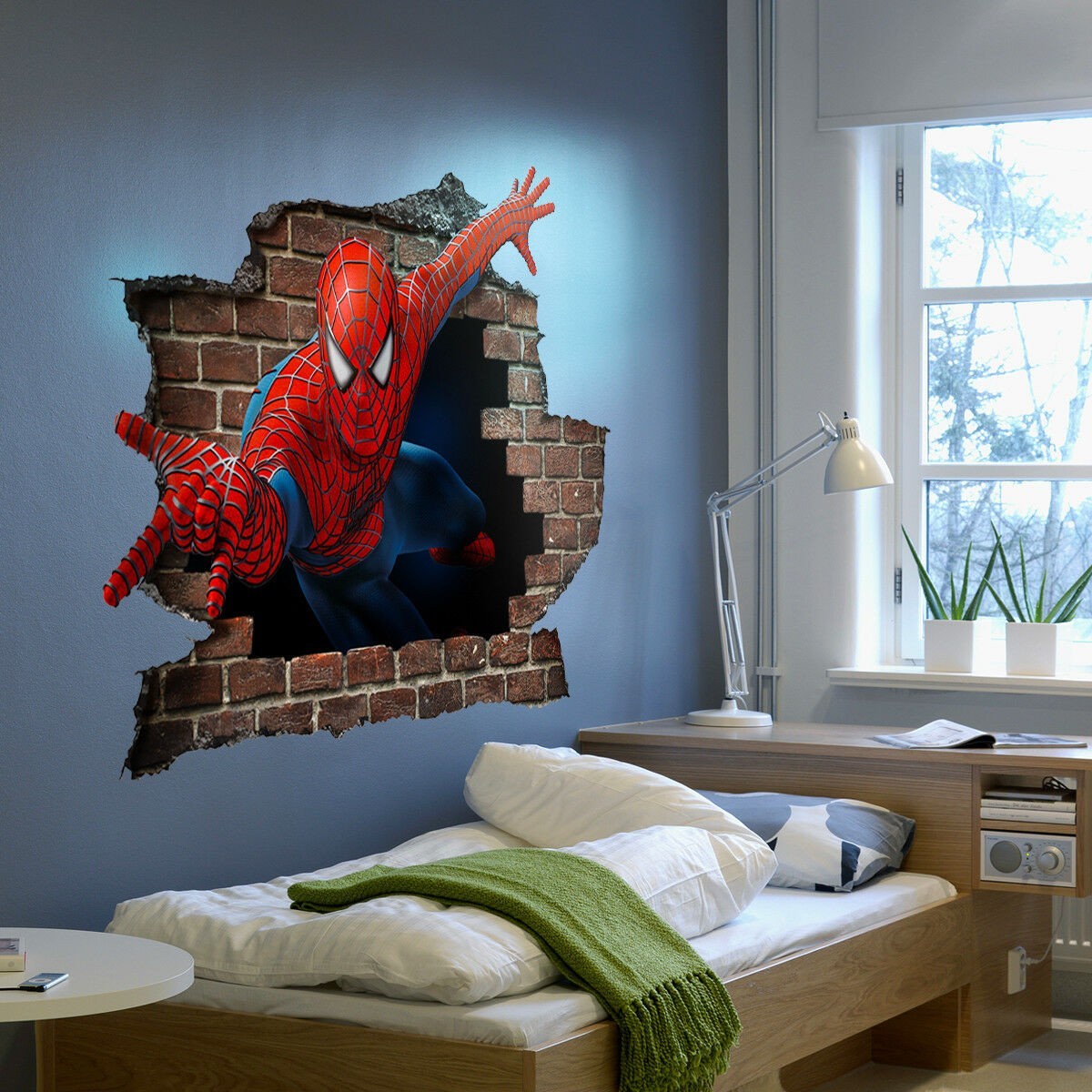 Image of Adesivo parete murale effetto 3D Spiderman uomo ragno wall stickers Misura: 150x100 cm