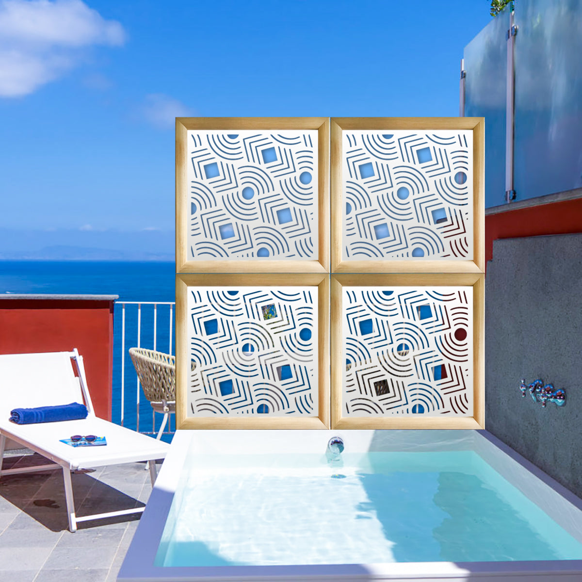 AIM - Moduli Decorativi in Legno e PVC Misura: 48x48 cm, Colore: bianco
