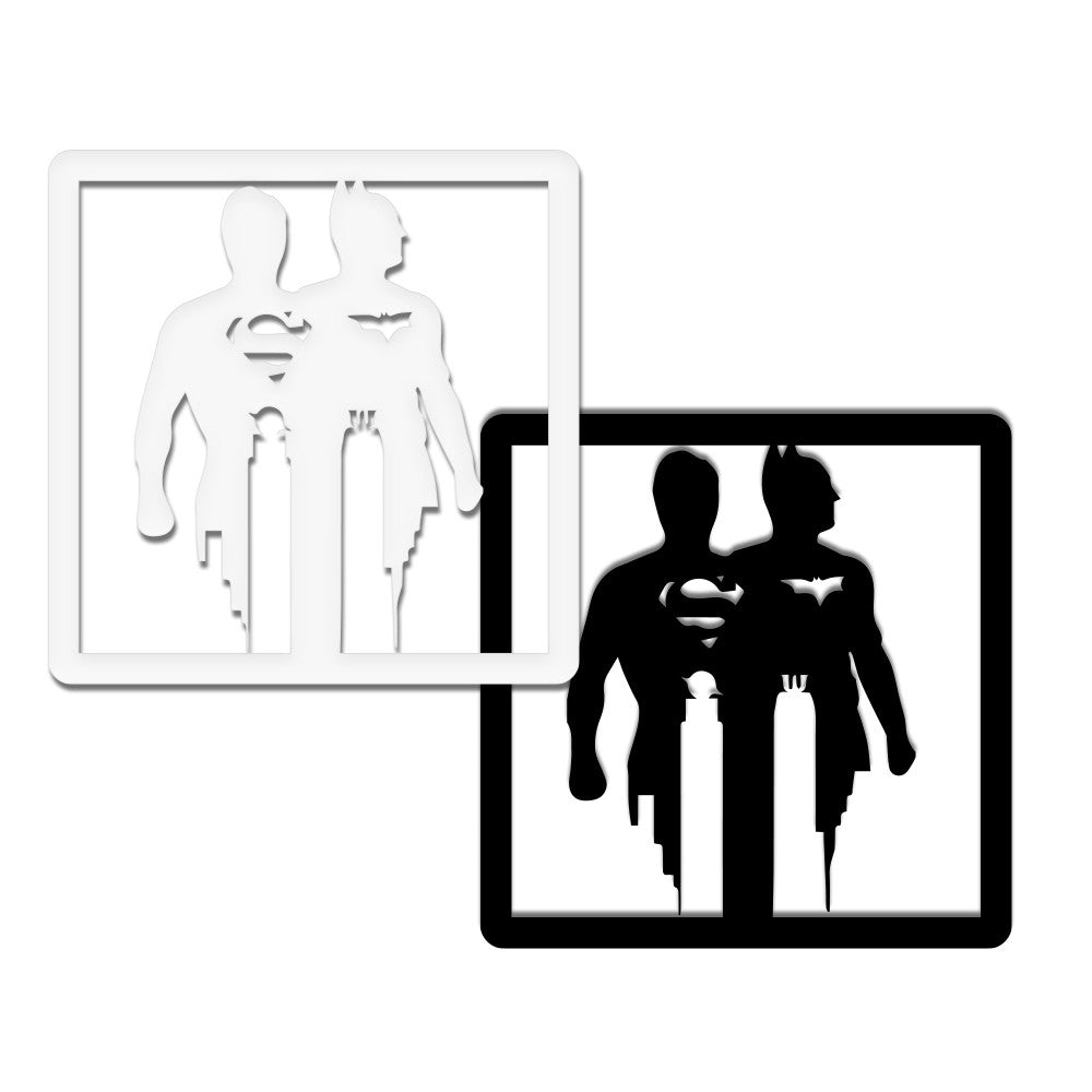 Image of BATMAN &amp; SUPERMAN - Quadro moderno in pvc solido 48 x 48cm Colore: nero