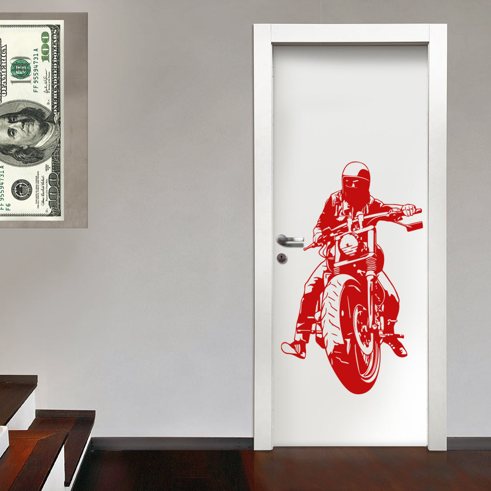 Image of BIKER - Adesivo murale wall sticker in vinile 55x90 cm Colore: Rosso