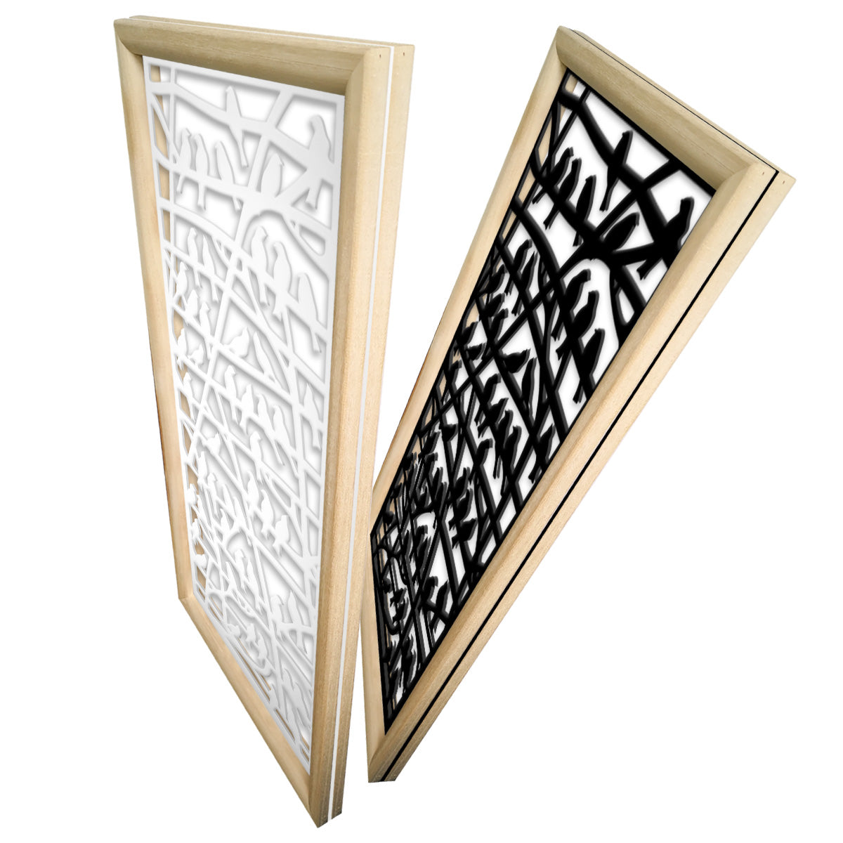 BIRDS - Moduli Decorativi in Legno e PVC Colore: bianco, Misura: 47x94 cm