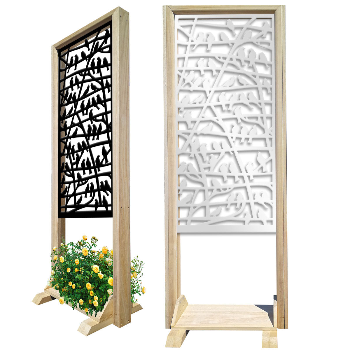 Image of BIRDS - Separè - Paravento modulabile - 70x190cm - in Legno e PVC Colore: bianco
