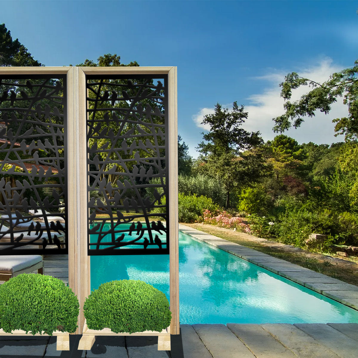 Image of BIRDS - Separè - Paravento modulabile - 70x190cm - in Legno e PVC Colore: nero