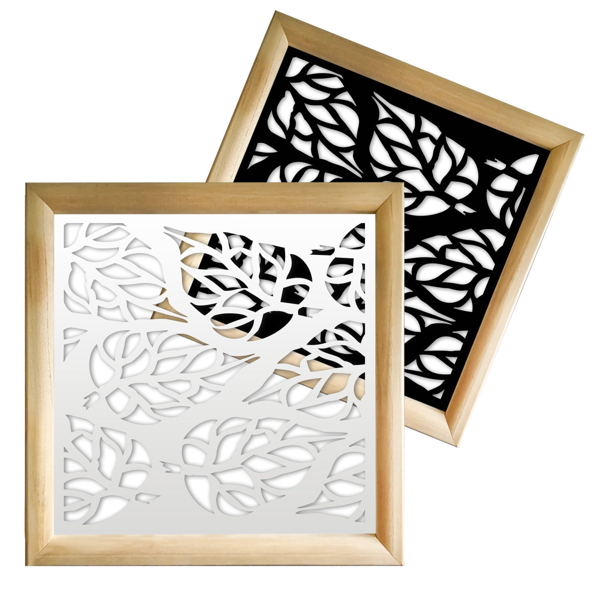 BUTTERLEAF - Moduli Decorativi in Legno e PVC Misura: 73x73 cm, Colore: bianco