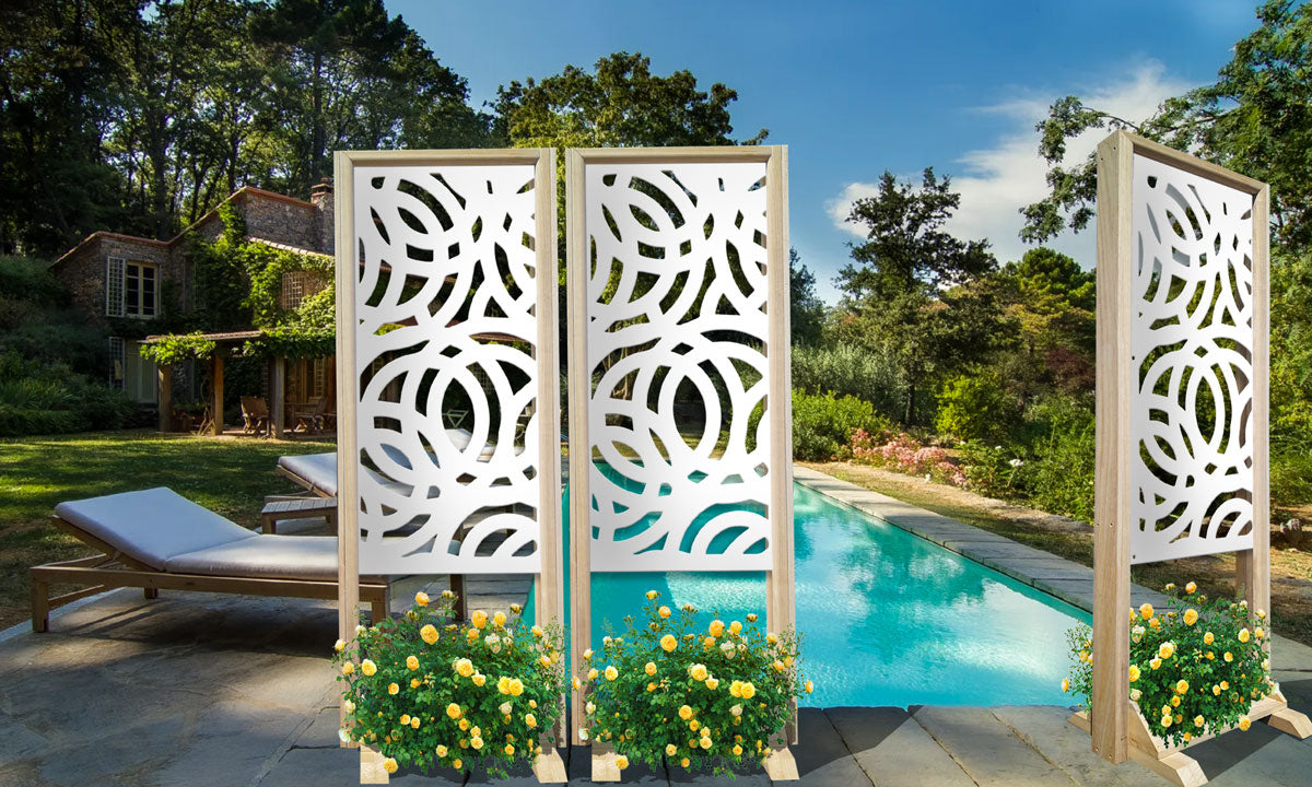 CERCHI LARGE - Separè - Paravento modulabile - 70x190cm - in Legno e PVC Colore: bianco
