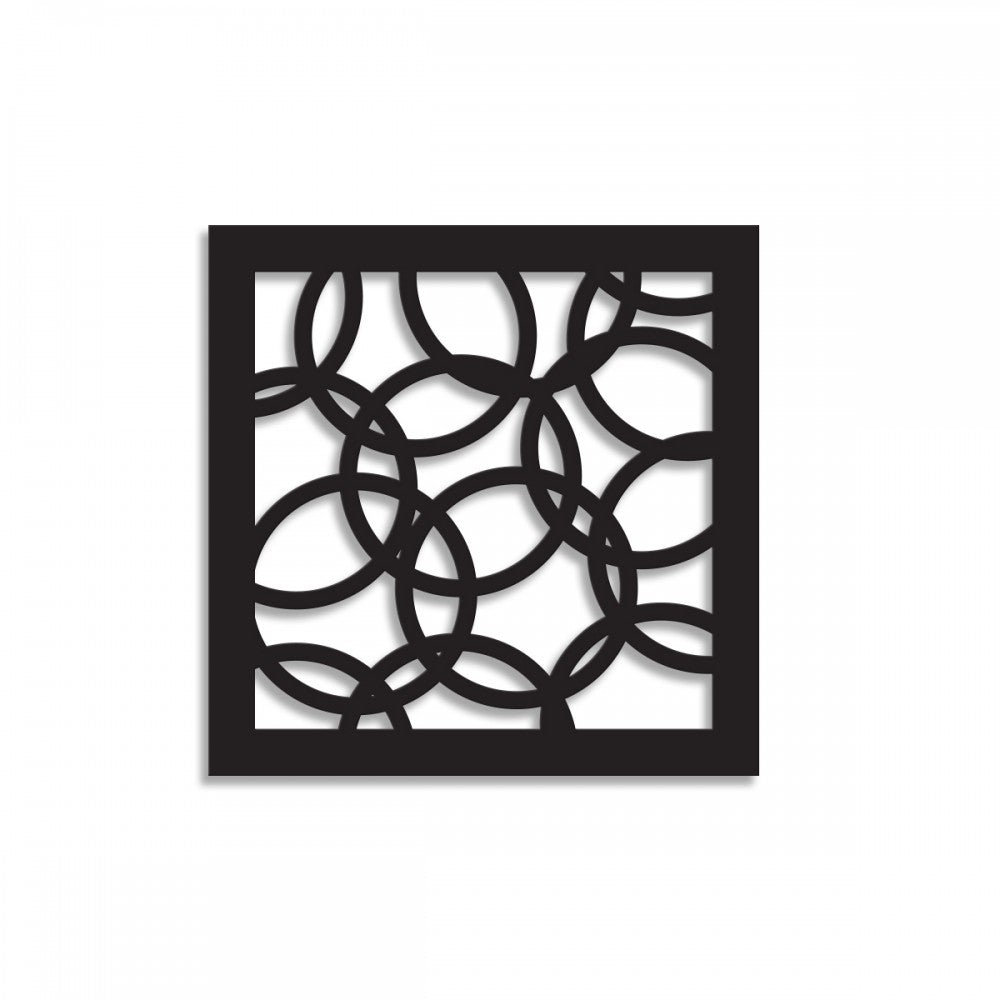 CERCHI SMALL - Pannello in PVC traforato -1cm spessore Colore: nero, Misura: 98x98 cm