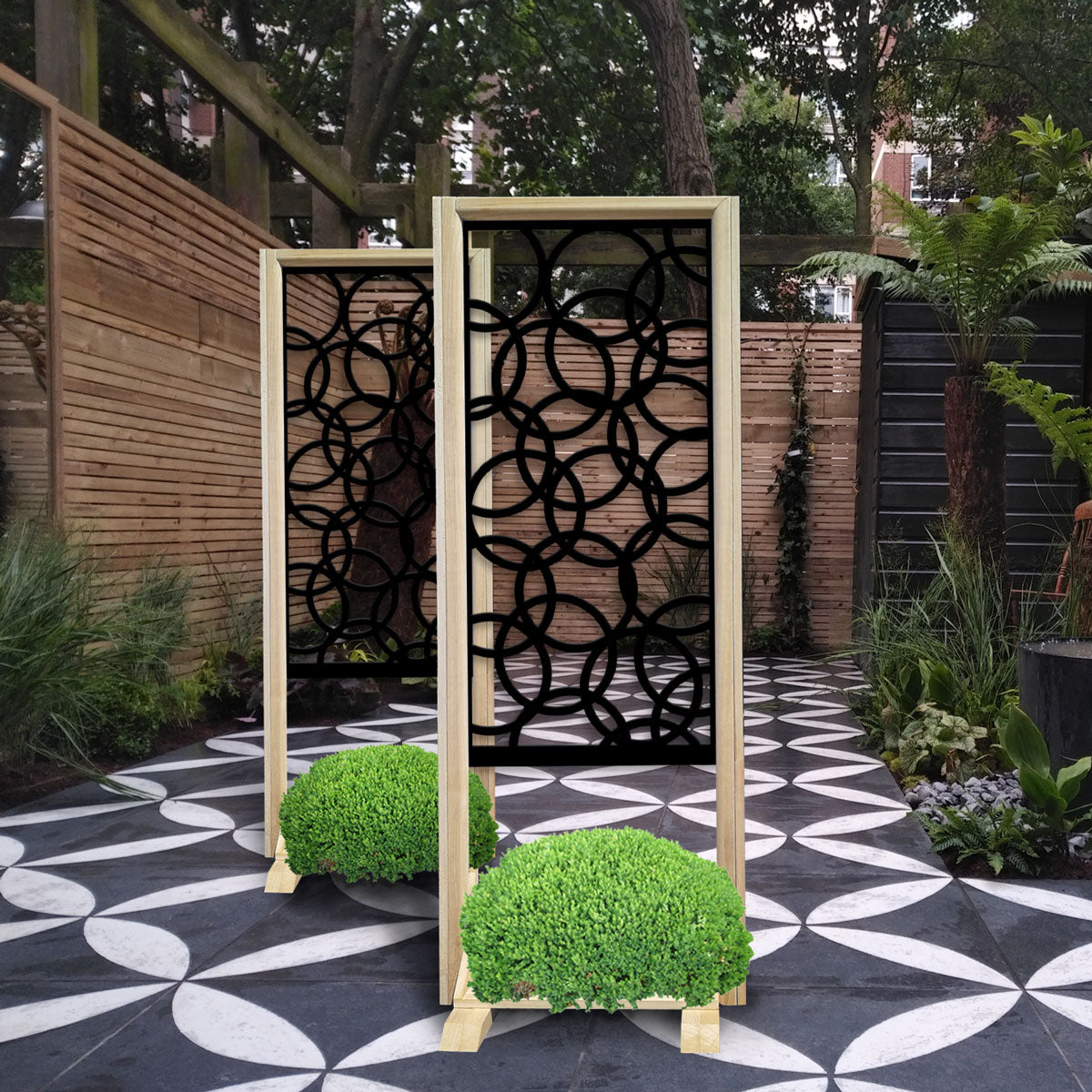 CERCHI SMALL - Separè - Paravento modulabile - 70x190cm - in Legno e PVC Colore: nero