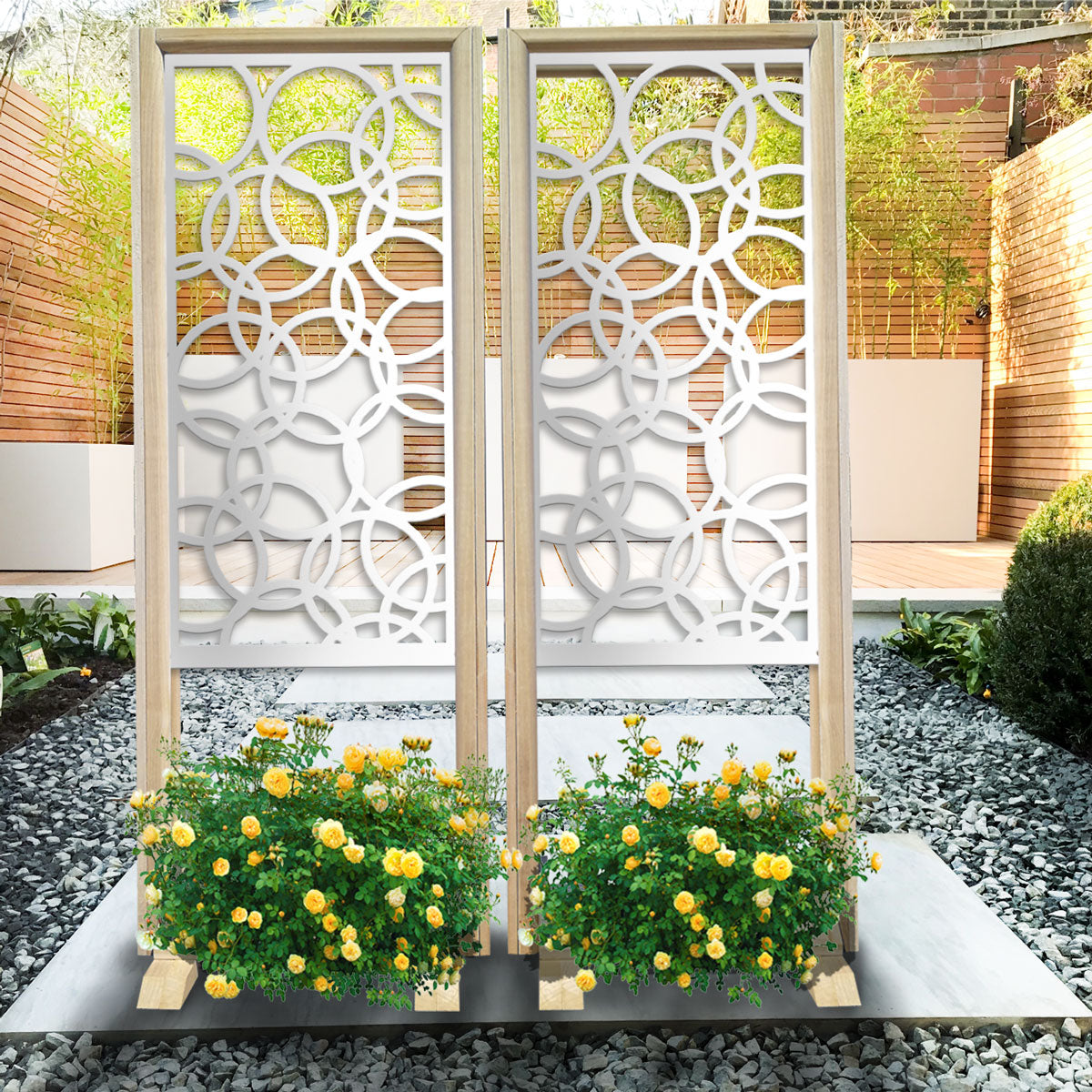 CERCHI SMALL - Separè - Paravento modulabile - 70x190cm - in Legno e PVC Colore: bianco