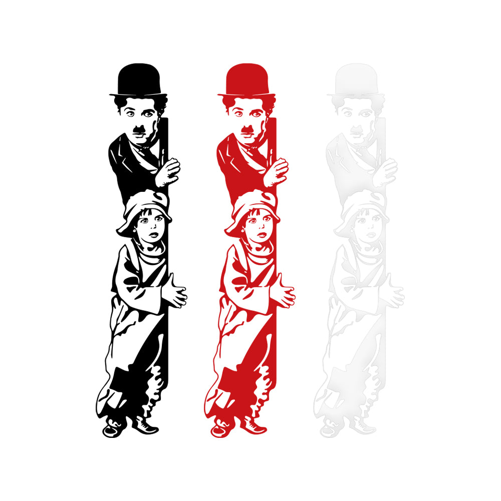 Image of Charlie Chaplin - Adesivo murale wall sticker in vinile 45x185 cm Colore: Rosso