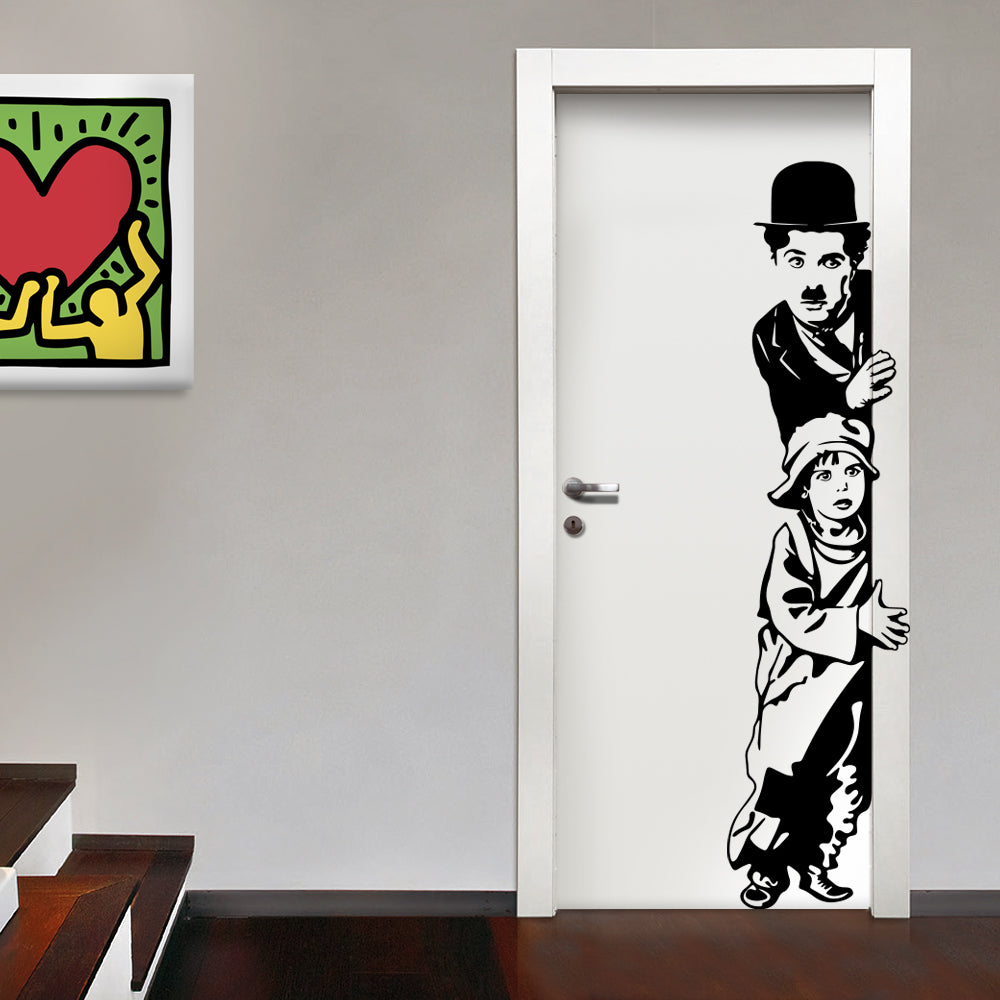 Image of Charlie Chaplin - Adesivo murale wall sticker in vinile 45x185 cm Colore: nero