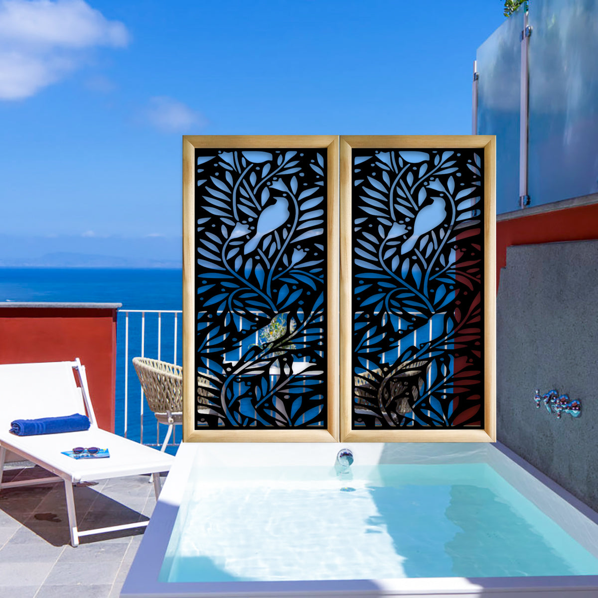 COLIBRI - Moduli Decorativi in Legno e PVC Misura: 47x94 cm, Colore: nero