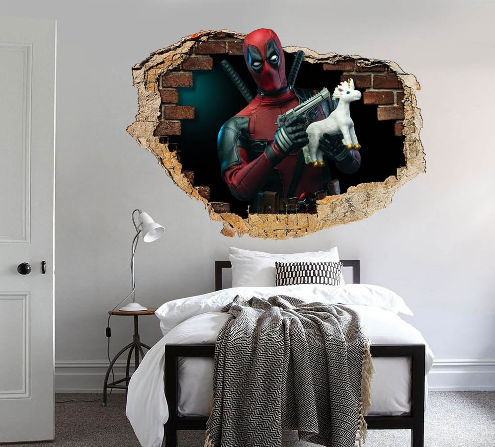 Image of DeadPool - Adesivi murali parete 3D wall sticker cameretta bimbi Misura: 150x100 cm