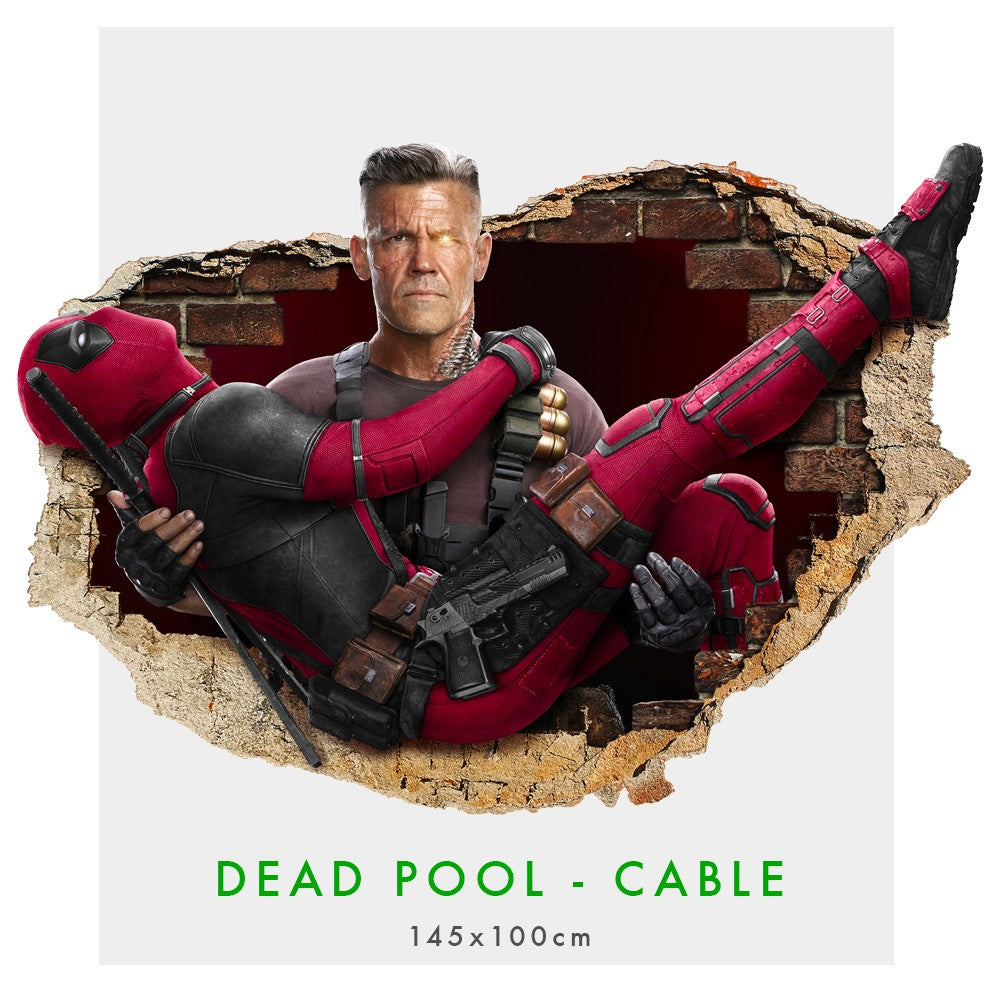 Image of DeadPool and Cable - Adesivi murali parete 3D wall sticker cameretta bimbi Misura: 150x100 cm