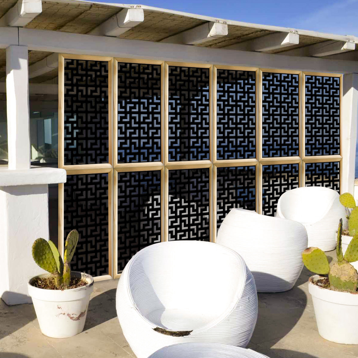 LABYRINTH L - Moduli Decorativi in Legno e PVC Colore: nero, Misura: 47x94 cm