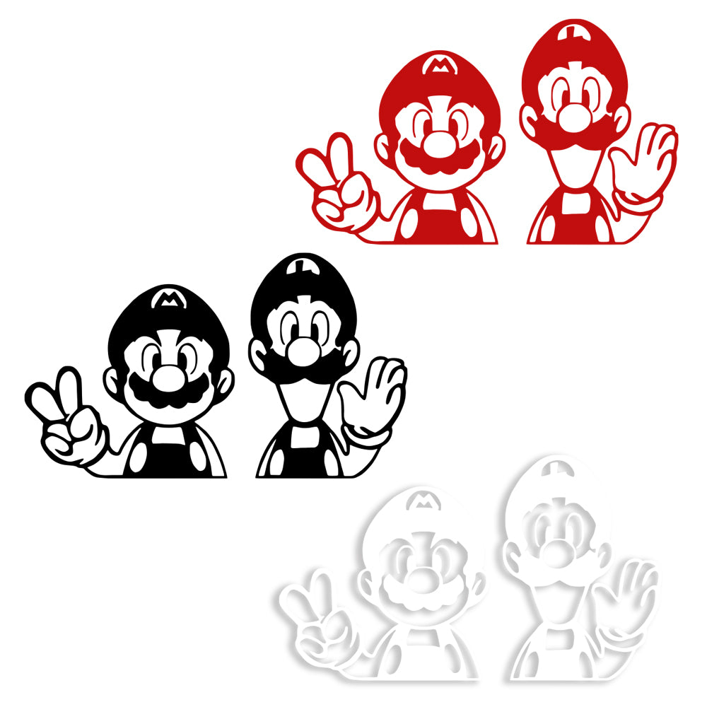 Image of MARIO E LUIGI - Adesivo murale wall sticker in vinile 55x95 cm Colore: Rosso