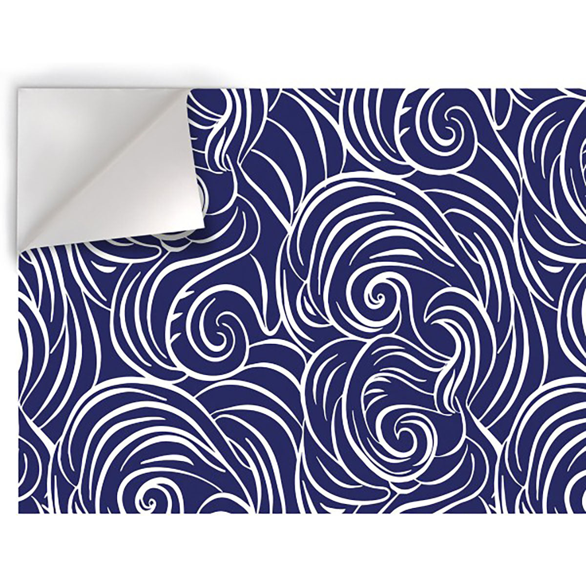 ONDE RICCE - Pellicola stampata adesiva in PVC finitura opaca Misura: 100x300 cm, Colore: Blu