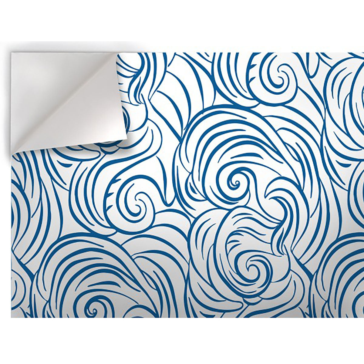 ONDE RICCE - Pellicola stampata adesiva in PVC finitura opaca Colore: Celeste, Misura: 100x300 cm