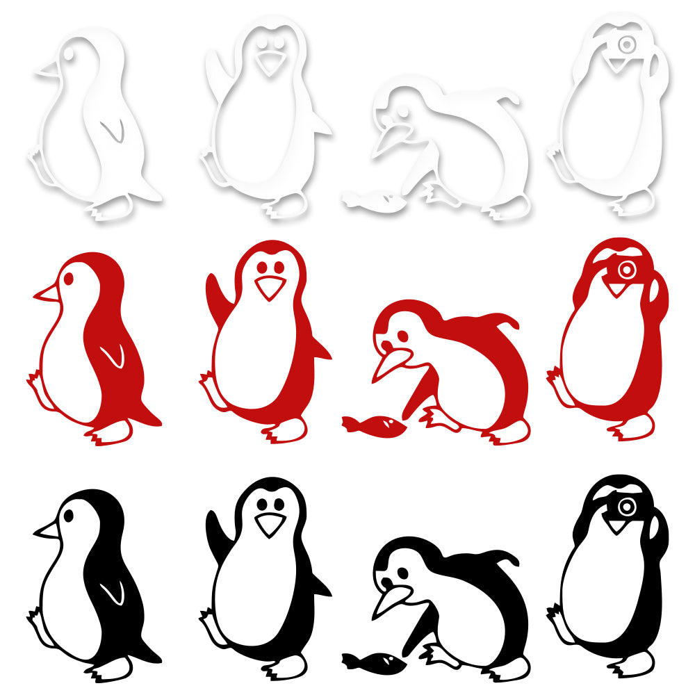 Image of PENGUINS - Adesivo murale wall sticker in vinile 40x125 cm Colore: Rosso