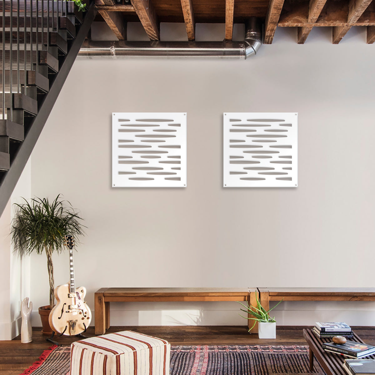 PUDDLE - Pannello in PVC traforato - Parasole Misura: 48x48 cm, Colore: bianco
