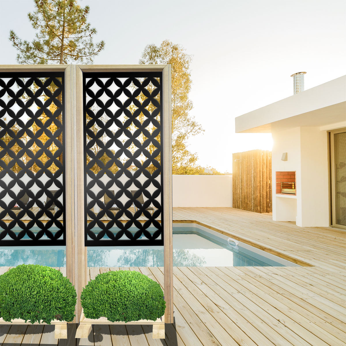 ROMBI - Separè - Paravento modulabile - 70x190cm - in Legno e PVC Colore: nero
