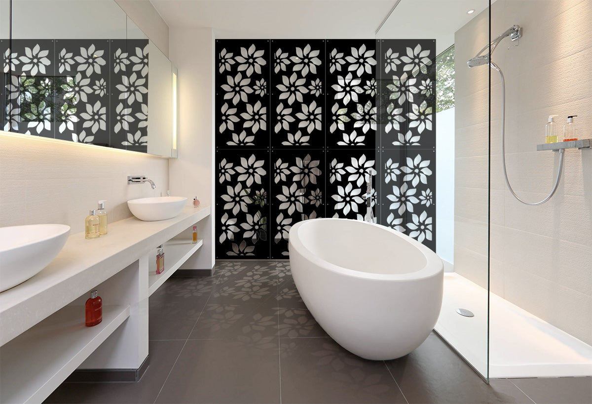 SUNFLOWERS - Pannello in PVC traforato - Parasole Misura: 50x150 cm, Colore: nero