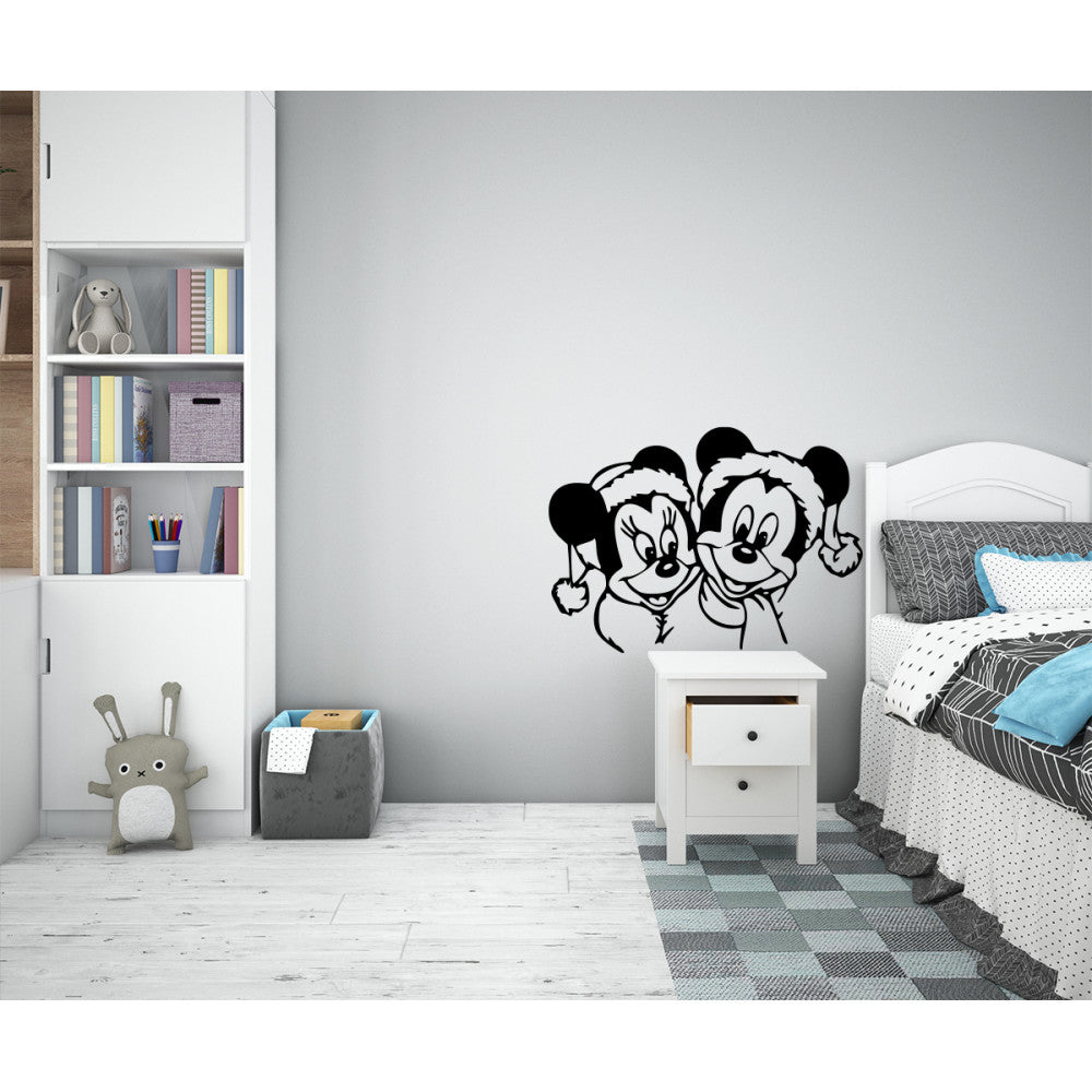 Image of TOPOLINO E TOPOLINA - Adesivo murale wall sticker in vinile 55x80 cm Colore: nero