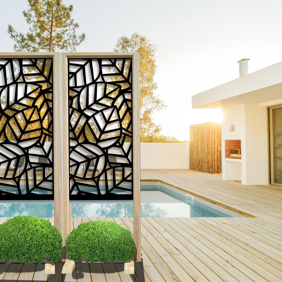 TROPICA - Separè - Paravento modulabile - 70x190cm - in Legno e PVC Colore: nero