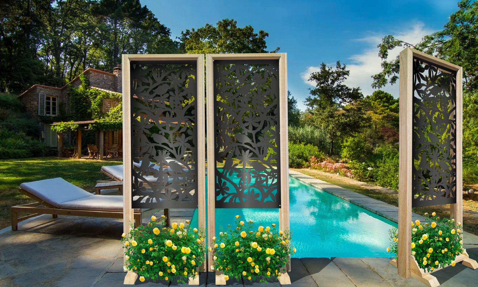 UCCELLINI - Separè - Paravento modulabile - 70x190cm - in Legno e PVC Colore: nero