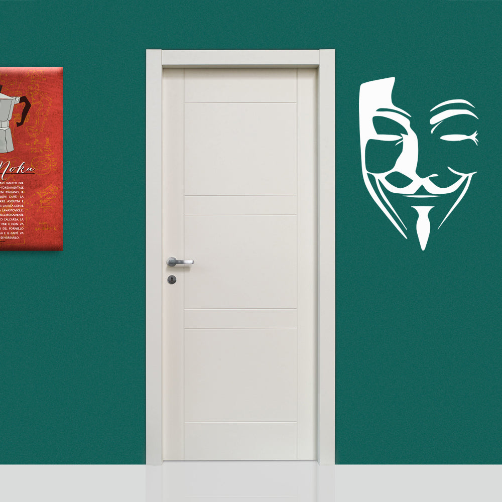 Image of V PER VENDETTA - Adesivo murale wall sticker in vinile 55x80 cm Colore: bianco