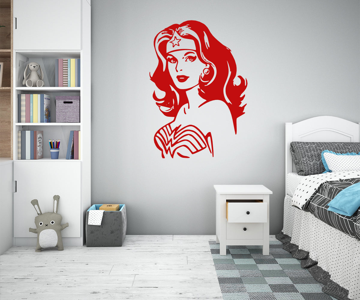 Image of WONDER WOMAN - Adesivo murale wall sticker in vinile 55x80 cm Colore: Rosso