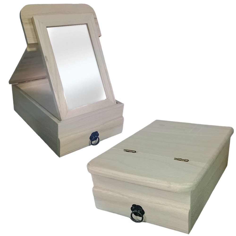 Scatola Portagioie donna con specchio porta gioielli oggetti legno decoupage