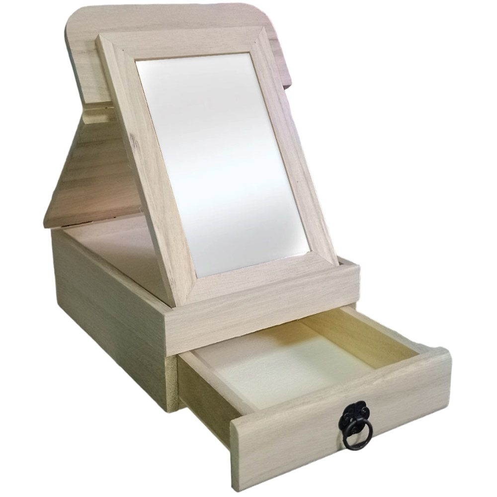 Scatola Portagioie donna con specchio porta gioielli oggetti legno decoupage