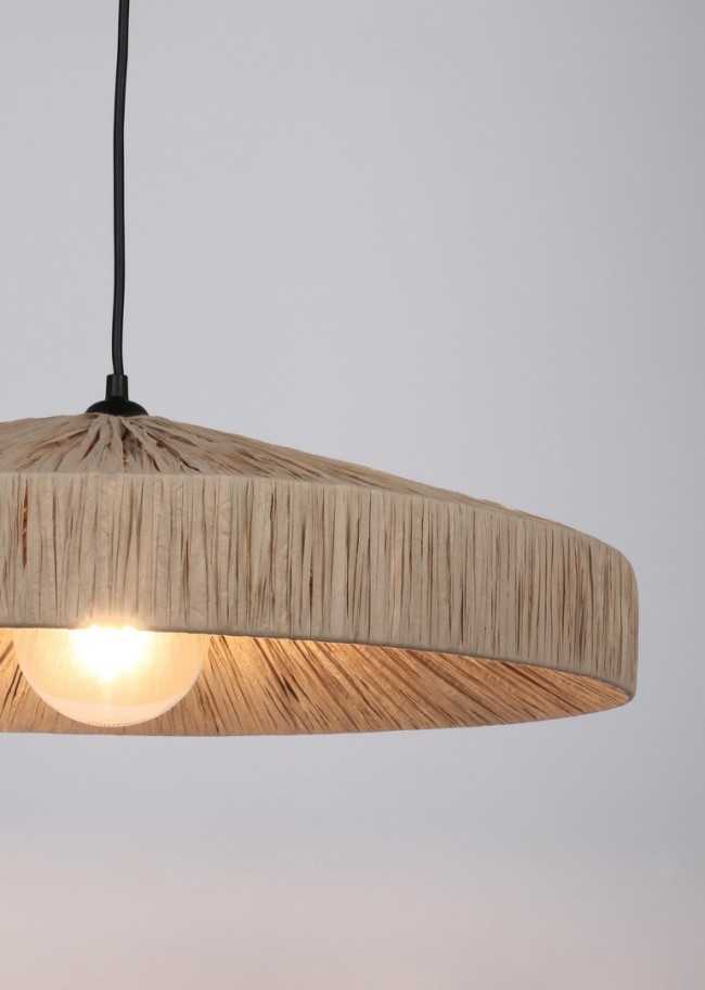 Lampadario a sospensione di design in rafia - KANDA Colore: Marrone, Dimensione: D 50