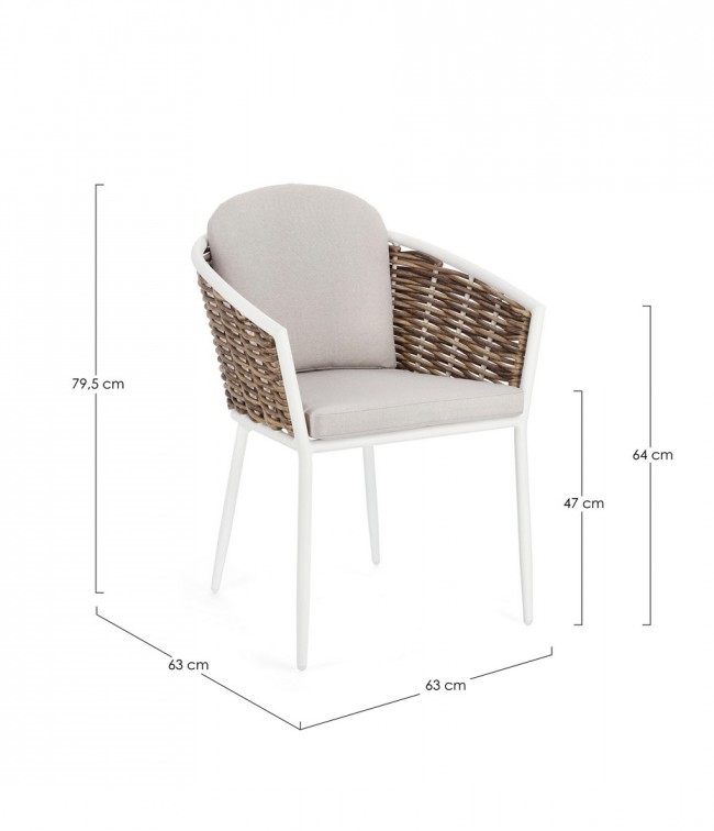 Set 4 Sedie da Giardino Alluminio Bianco Stile Moderno - BEAUTIFUL Colore: Bianco