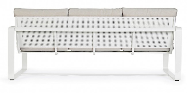 Divano 3 Posti Alluminio Antracite Moderno da Esterno - SERENADE Colore: Bianco, Dimensione: 194x78 cm