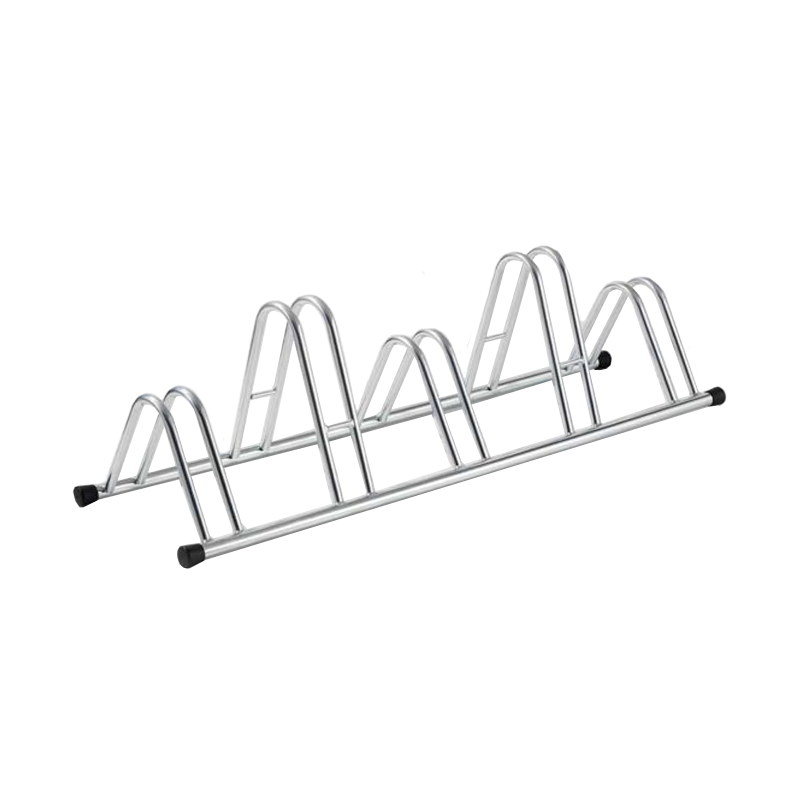 Rastrelliera Porta Bicicletta 5 Posti, con Posteggio Alto e Basso, con Tappi in Pvc , Colore Argento, 140 x 42 x 40 cm