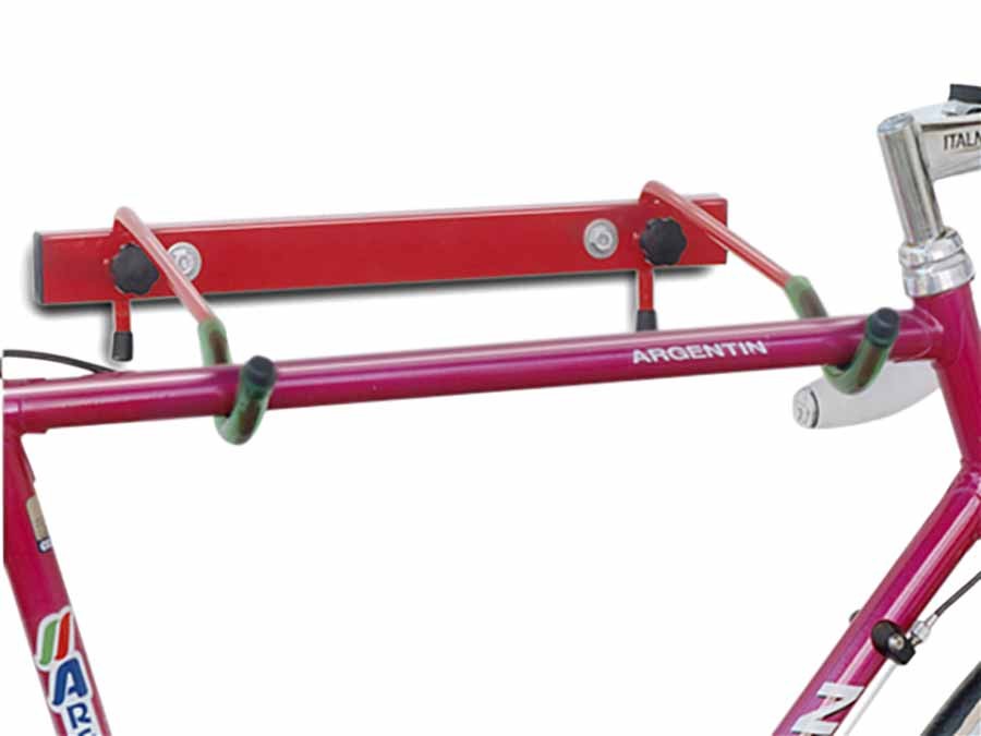 Image of Porta Biciclette a Parete Salvaspazio con 2 Braccia Pieghevoli, in Acciaio Verniciato Rosso, 1 Posto