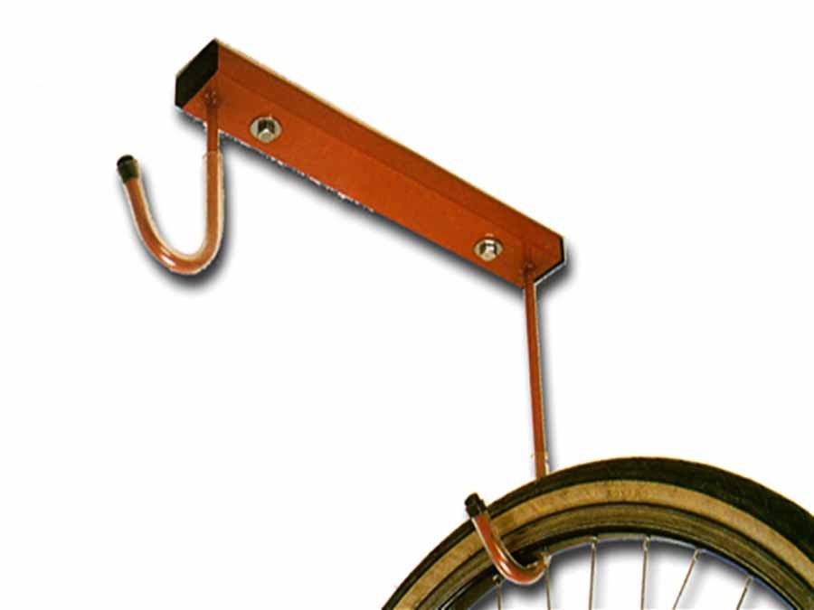 Image of Rastrelliera Porta Biciclette a Soffitto 2 Posti, in Acciaio, Verniciato Colore Rosso, 35 x 5 x 30 cm
