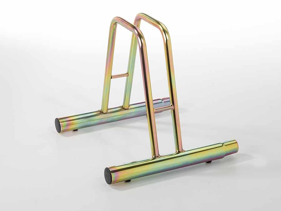 Rastrelliera Porta Biciclette da Terra Modulabile 1 Posto Zincato a Freddo, Colore Tropical Oro, 38.5 x 40 x 42 cm Posti: 1, Colore: Oro, Finitura: Zincato