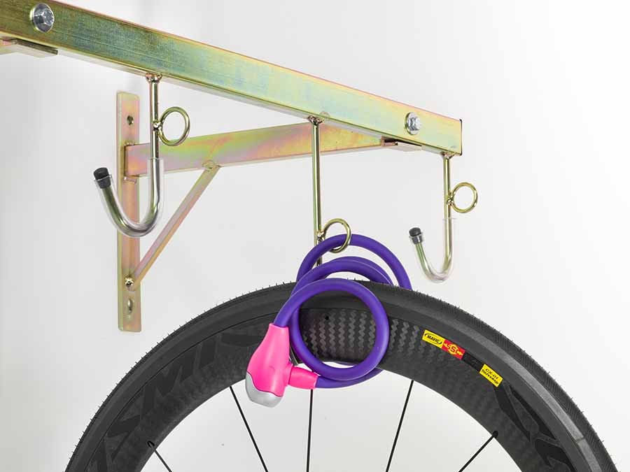 Image of Portabici a Parete Smontabile da Esterno ed Interno con Anelli per Lucchetto Antifurto, 78 x 37 x 28 cm, 4 Posti Accessori: Con anelli per lucchetto antifurto, Finitura: Zincato, Posti: 4, Colore: Oro
