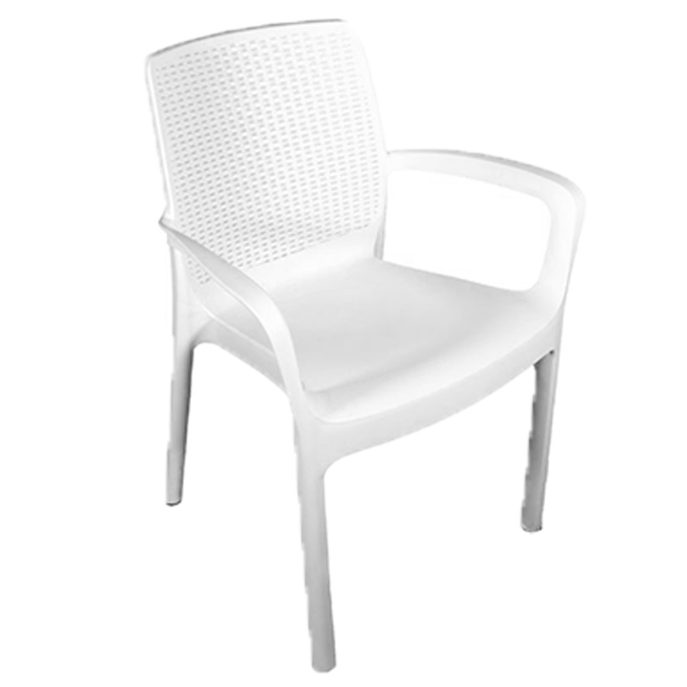 Sedia con braccioli in resina Poltrone seduta bianca effetto rattan per interno