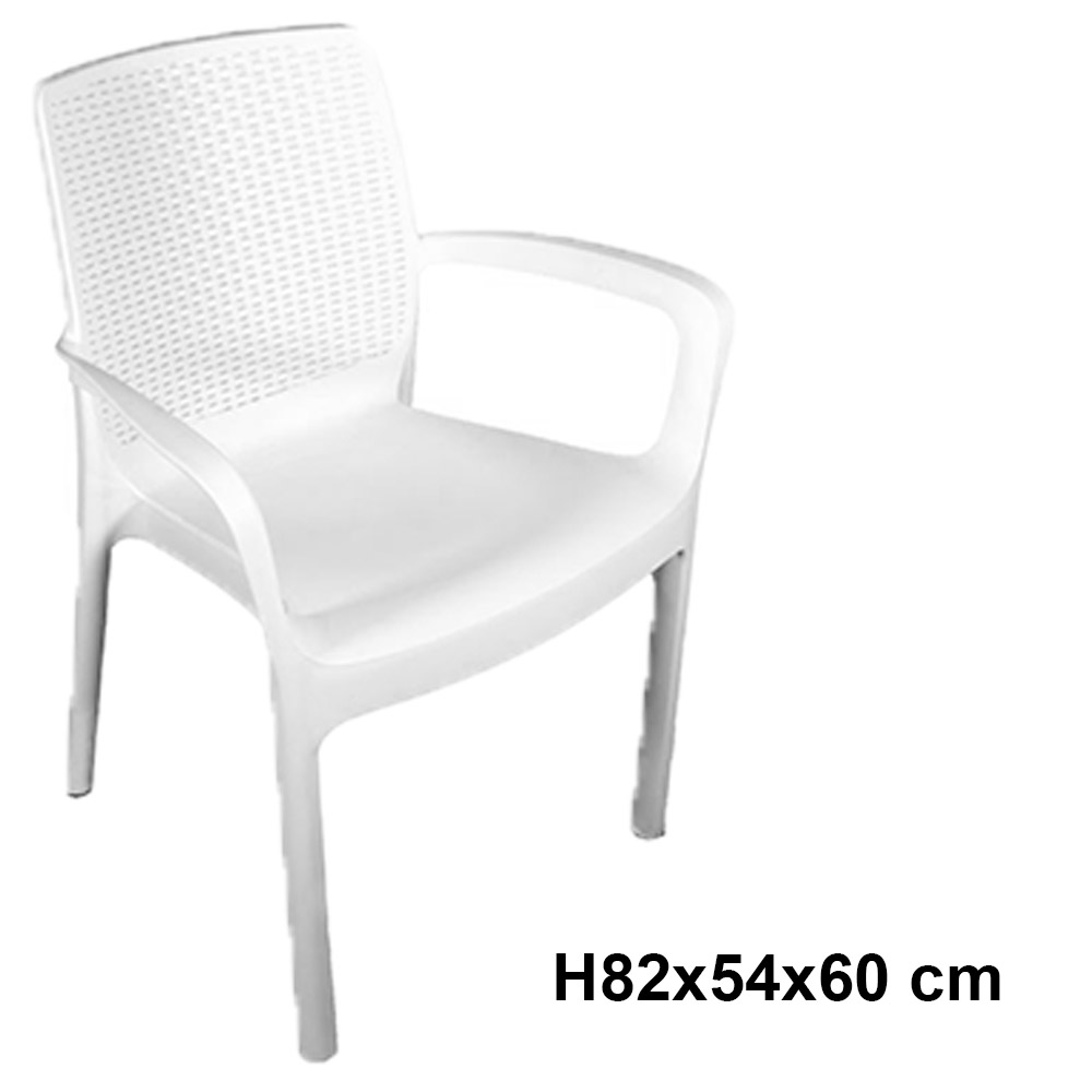 Sedia con braccioli in resina Poltrone seduta bianca effetto rattan per interno