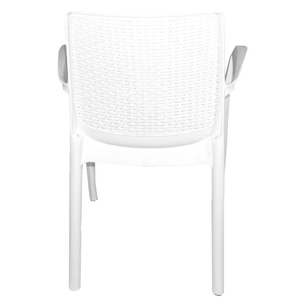 Sedia con braccioli in resina Poltrone seduta bianca effetto rattan per interno