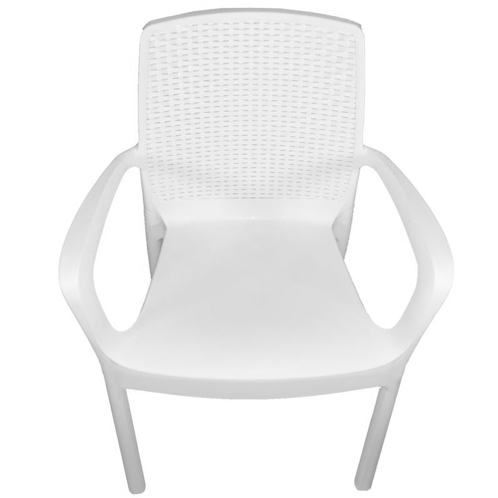 Sedia con braccioli in resina Poltrone seduta bianca effetto rattan per interno