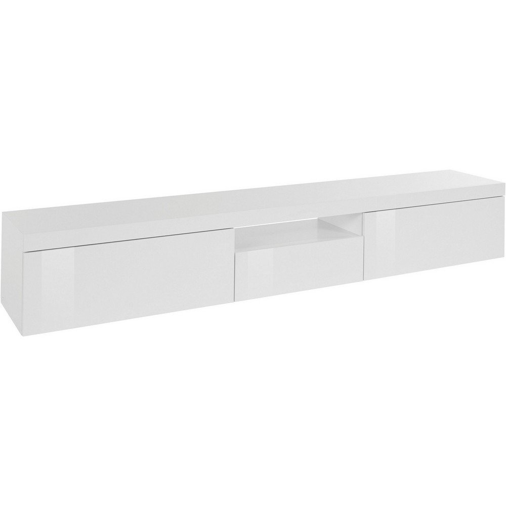 Mobile porta tv 2 ante con un'anta 220x40x35cm - SOLSTICE Colore: bianco laccato lucido